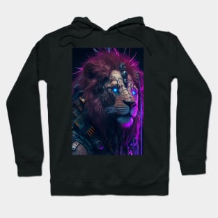 Purple Cyberpunk Lion Hoodie